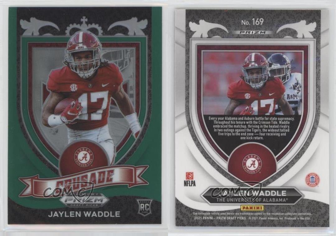 Jaylen Waddle RC 2021 Prizm Draft Picks Crusade Green Prizm Rookie Card  #169 NFL