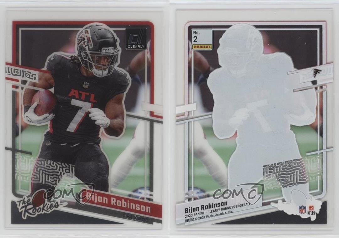 2023 Panini Clearly Donruss Clearly The Rookies Bijan Robinson #2 RC - Foto 4 di 4