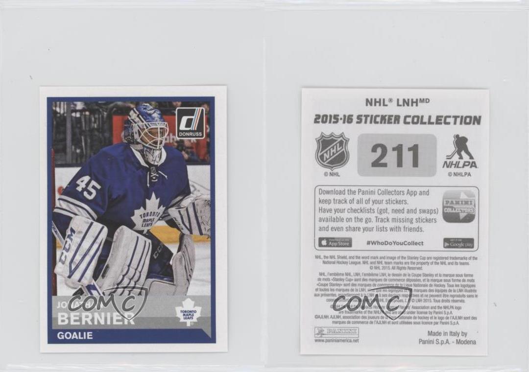 2015-16 Panini NHL Sticker Collection Album Stickers Jonathan Bernier #211