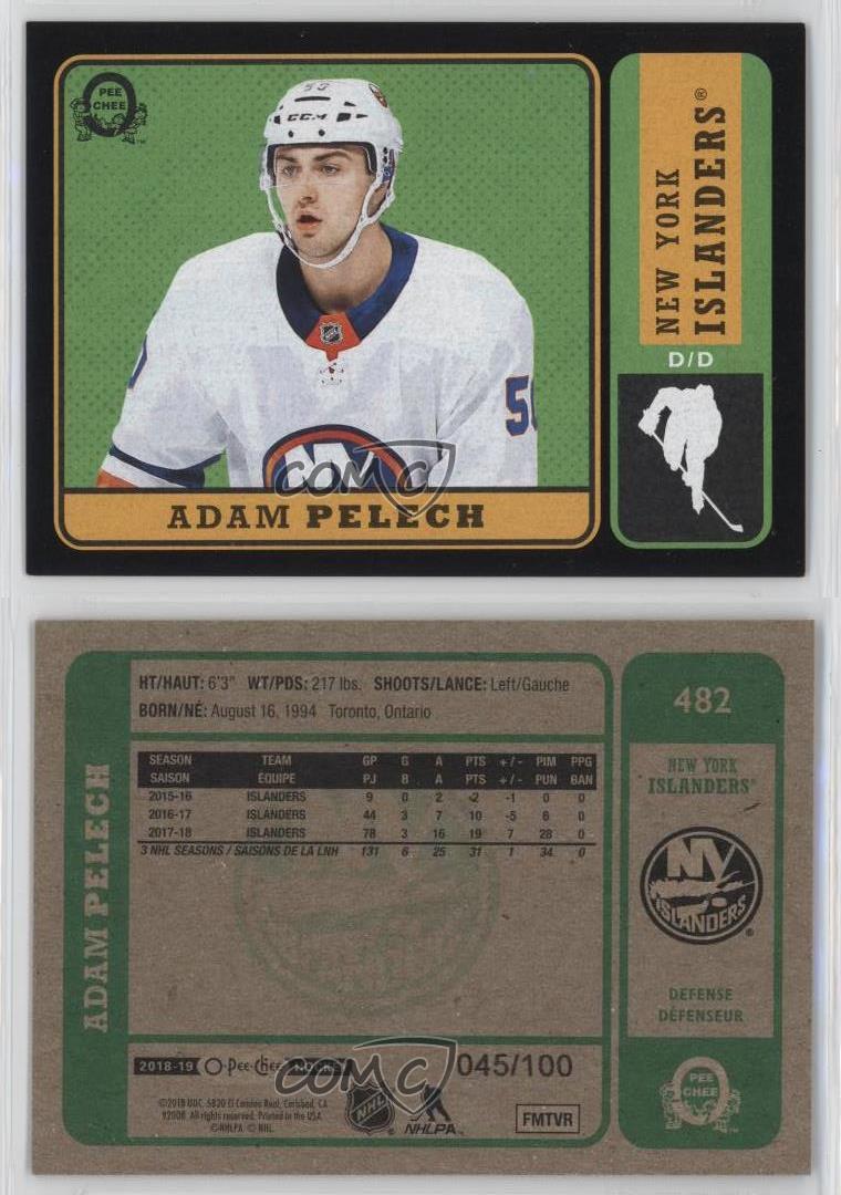  2018-19 OPC O-Pee-Chee Hockey #482 Adam Pelech New York  Islanders Official 18/19 NHL Trading Card : Collectibles & Fine Art
