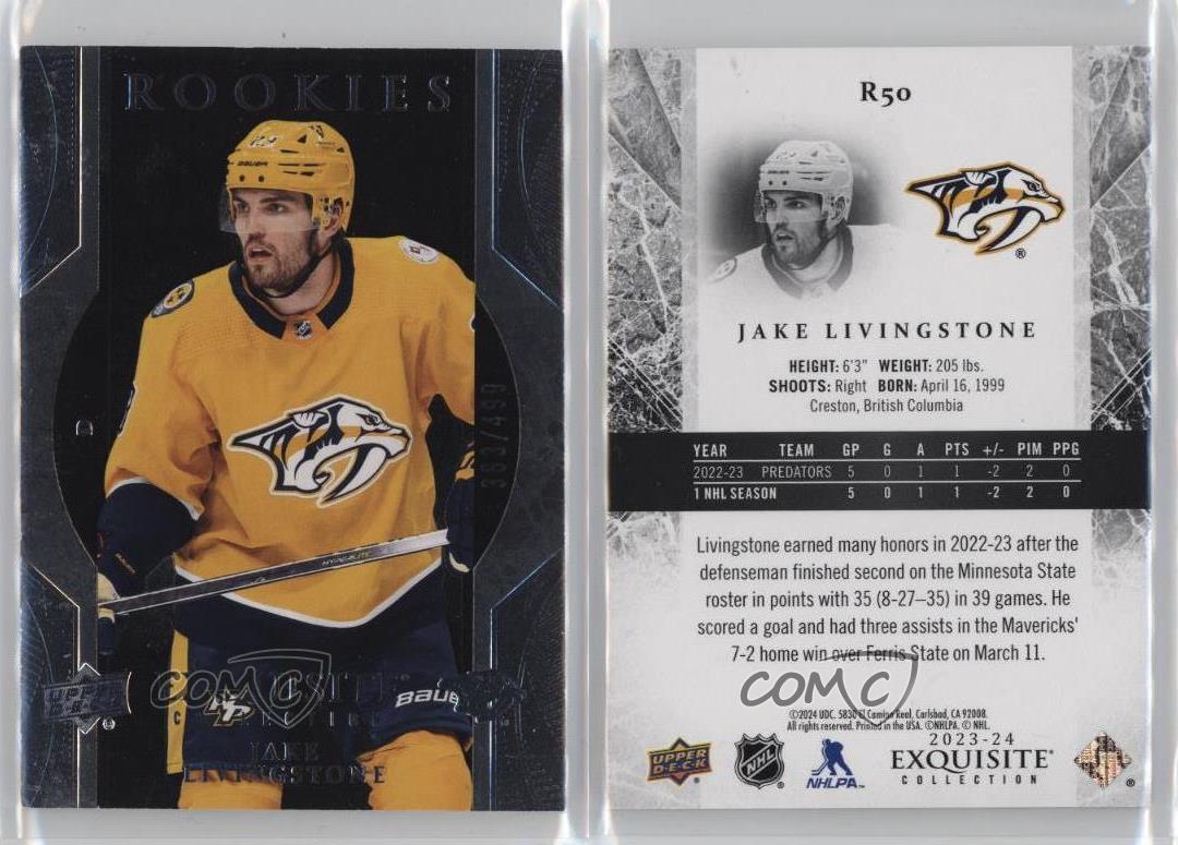 2023-24 Upper Deck Ice - Exquisite Collection Rookies #R50 Jake Livingstone /499 (RC)