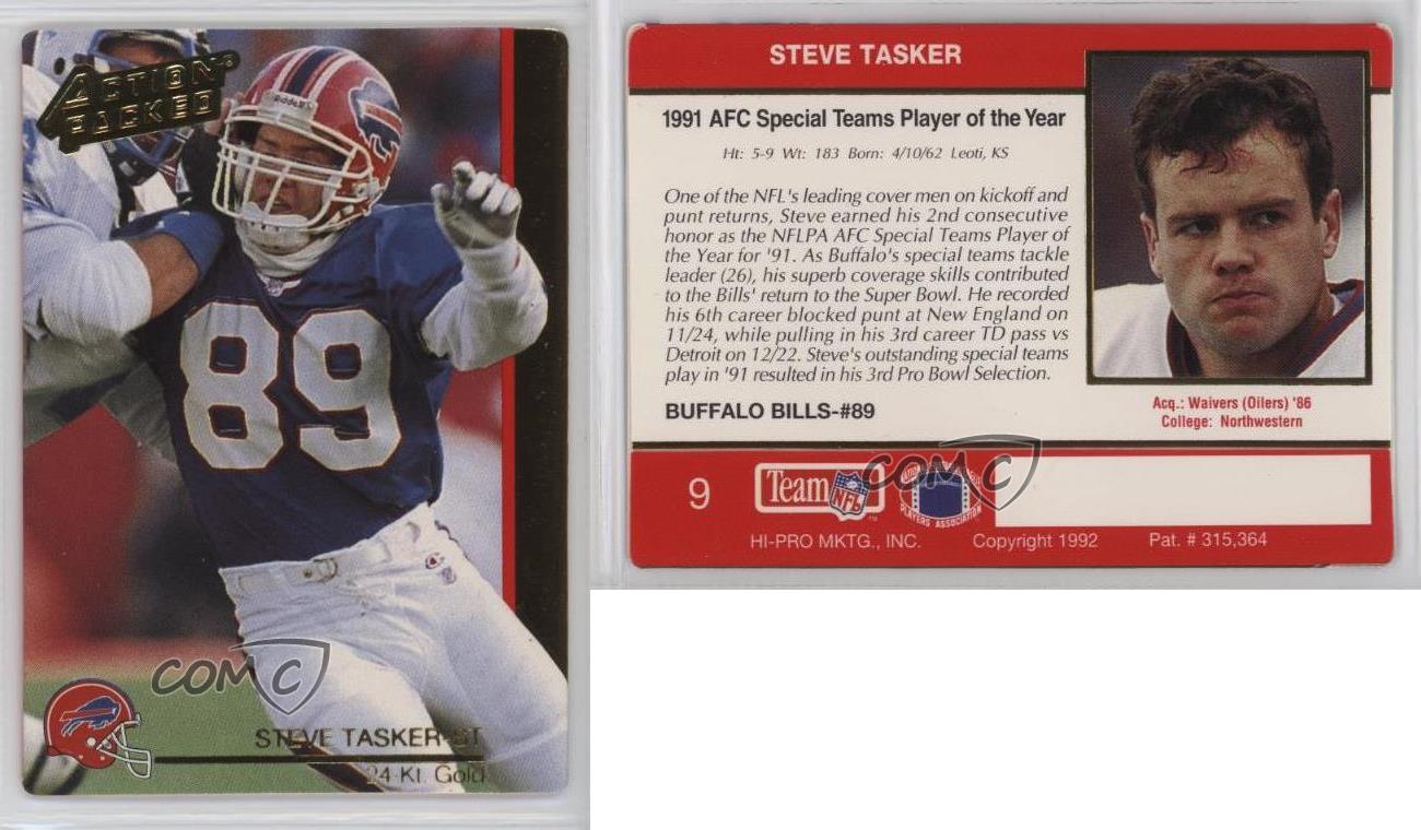 1992 Action Packed NFLPA MDA Awards 24-Kt Gold /1000 Steve Tasker #9 - Picture 3 of 3
