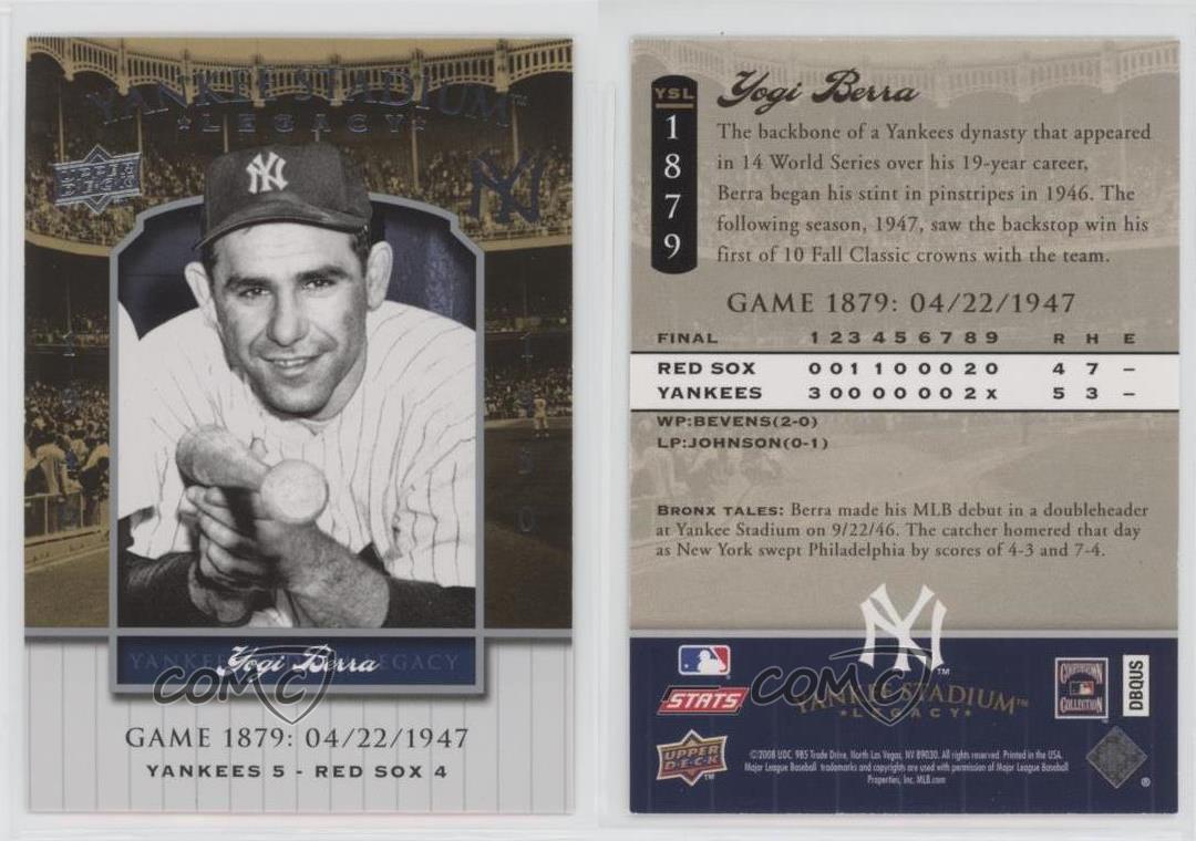 2008 Upper Deck Yankee Stadium Legacy Yogi soldes Berra #YSL1879 HOF