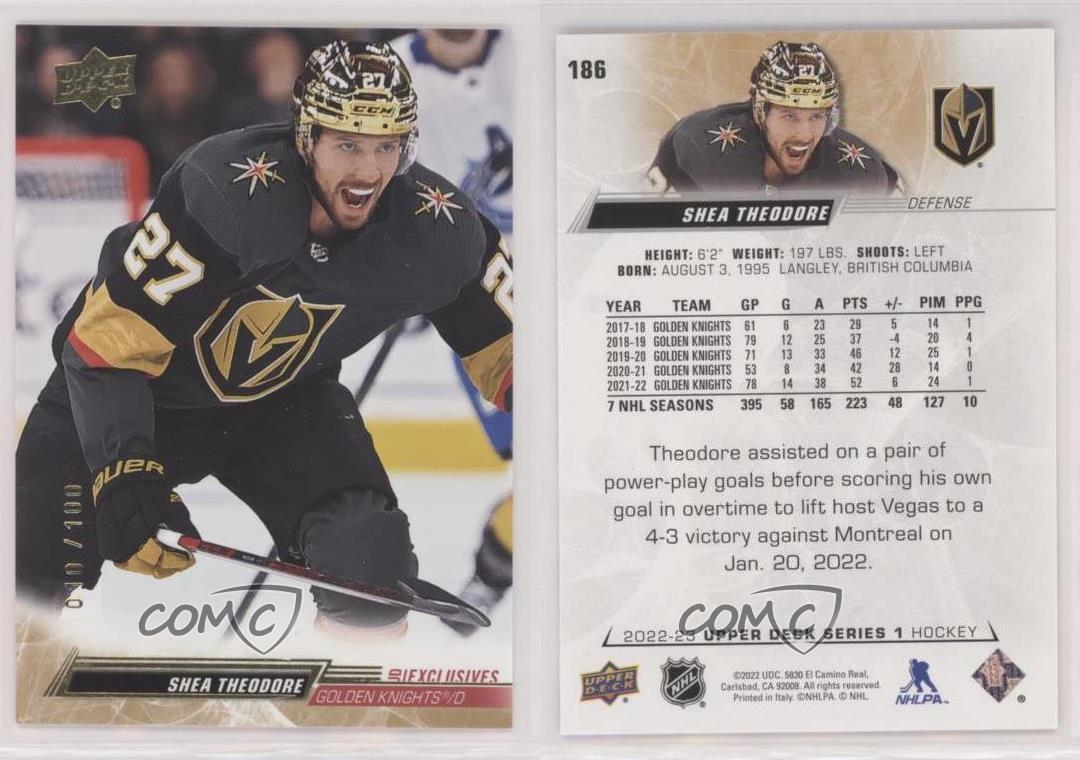 2022-23 Upper Deck Série boutiques 1 Exclusivités UD /100 Shea Theodore #186