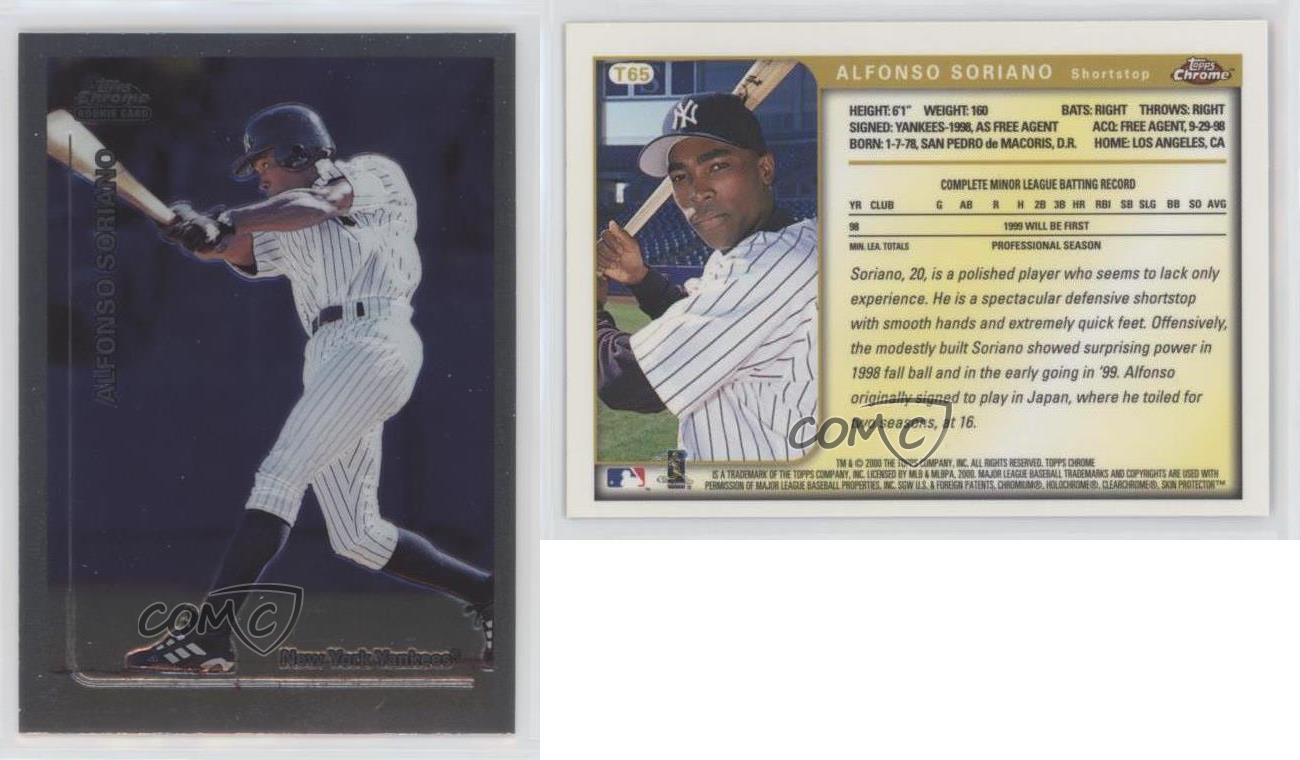 Alfonso Soriano 1999 Topps Chrome Traded ROOKIE CARD #T65 New York Yankees