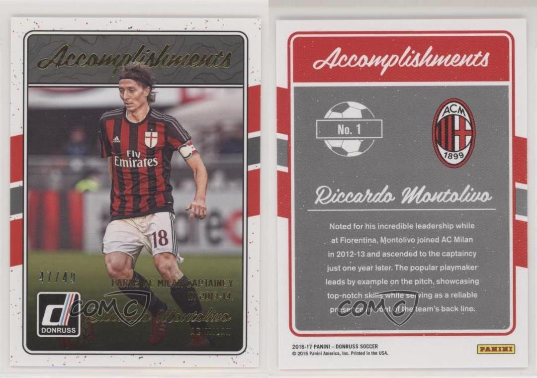 2016-17 Panini Donruss Accomplishments Canvas /49 Riccardo Montolivo #1 - Picture 3 of 3