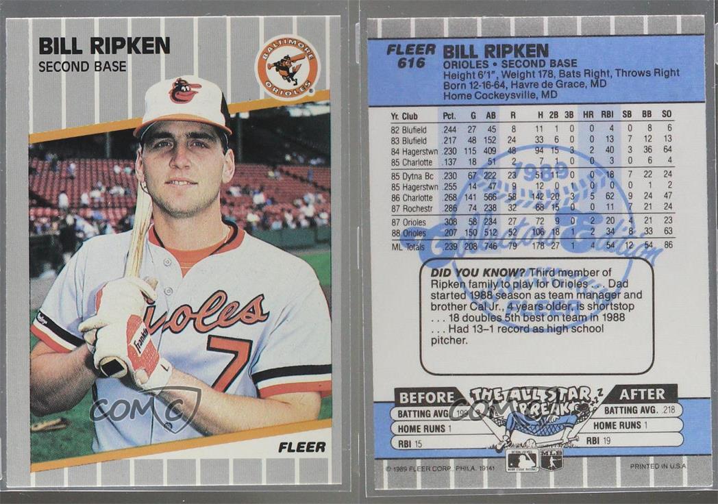 1989 Fleer Glossy #616 Billy Ripken Baltimore Orioles Baseball Card | eBay