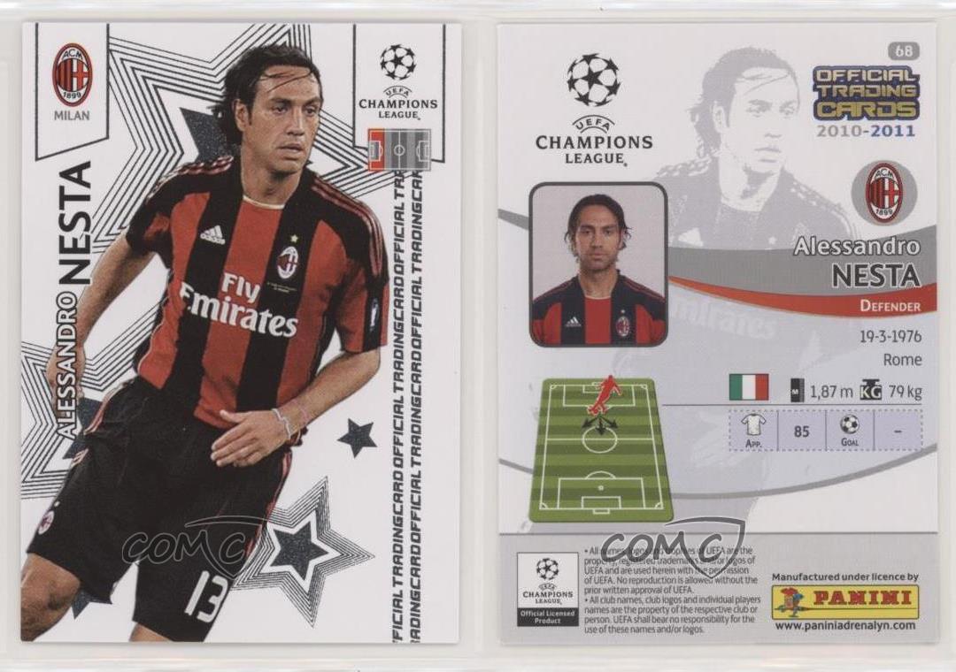 2010-11 Panini UEFA Champions League Alessandro Nesta #68 - Picture 3 of 4
