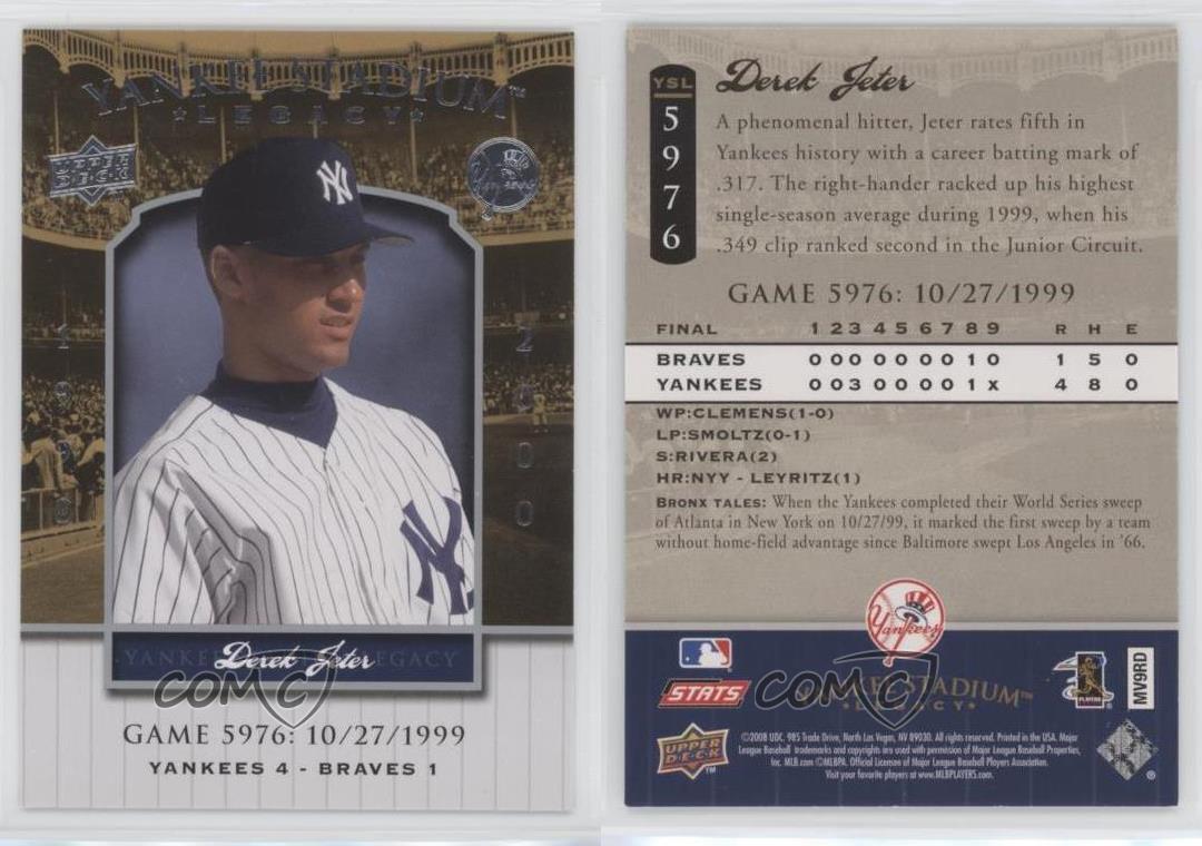 2008 Upper Deck Yankee Stadium Legacy Derek Jeter économies #YSL5976 HOF