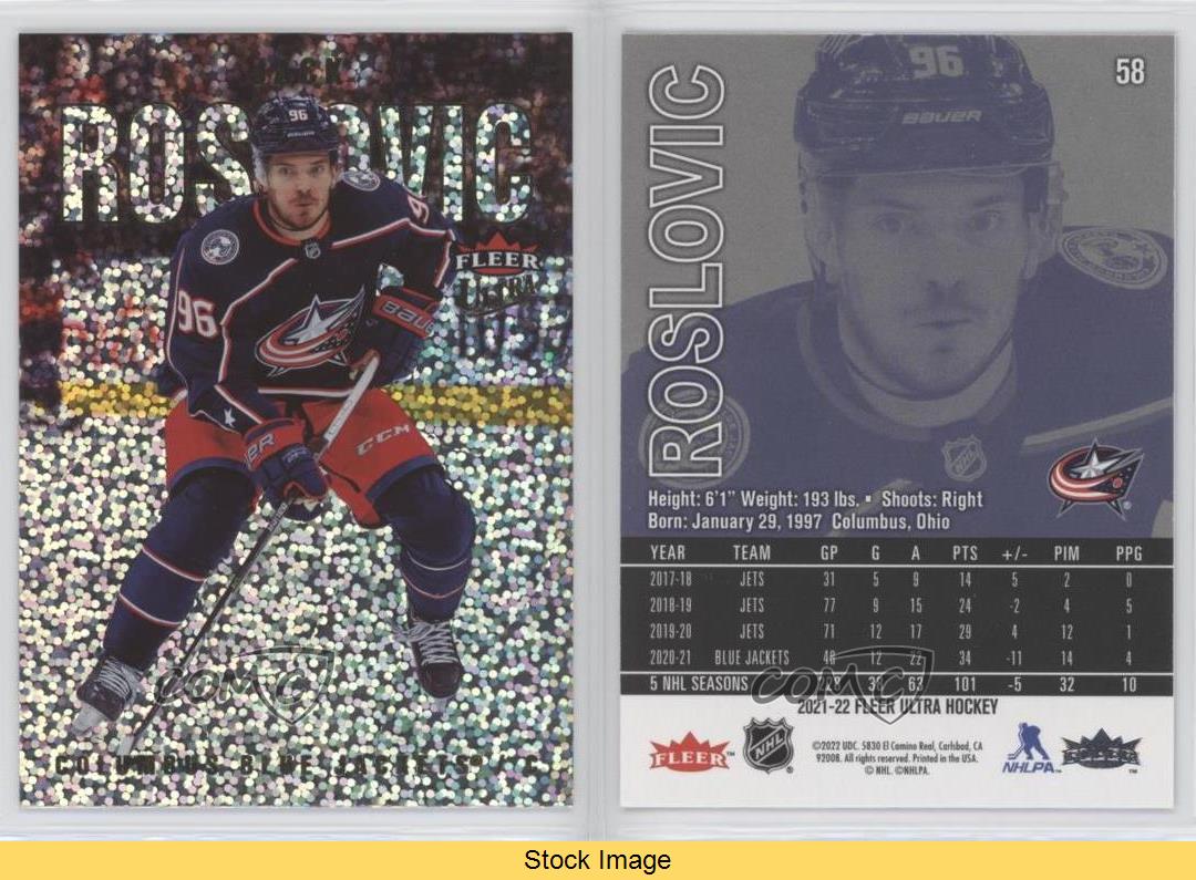 2021-22 Upper Deck Fleer Ultra Speckled Rainbow Foil Jack Roslovic #58