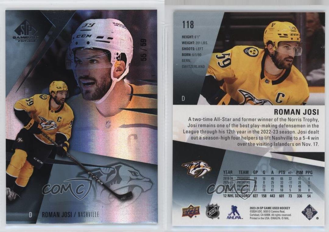 Juego 2023-24 Upper Deck SP estrellas usadas/59 Roman Josi #118 - Imagen 3 de 3