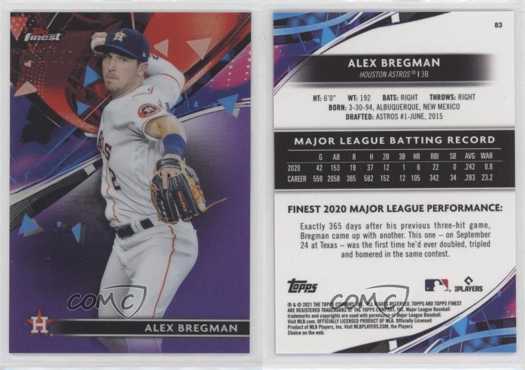 2021 Finest #83 Alex Bregman Purple Refractor /250 Houston Astros