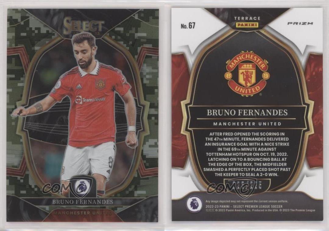 2022-23 Panini Select Premier League Terrace Camo Prizm /225 Bruno Fernandes #67 - Picture 3 of 4