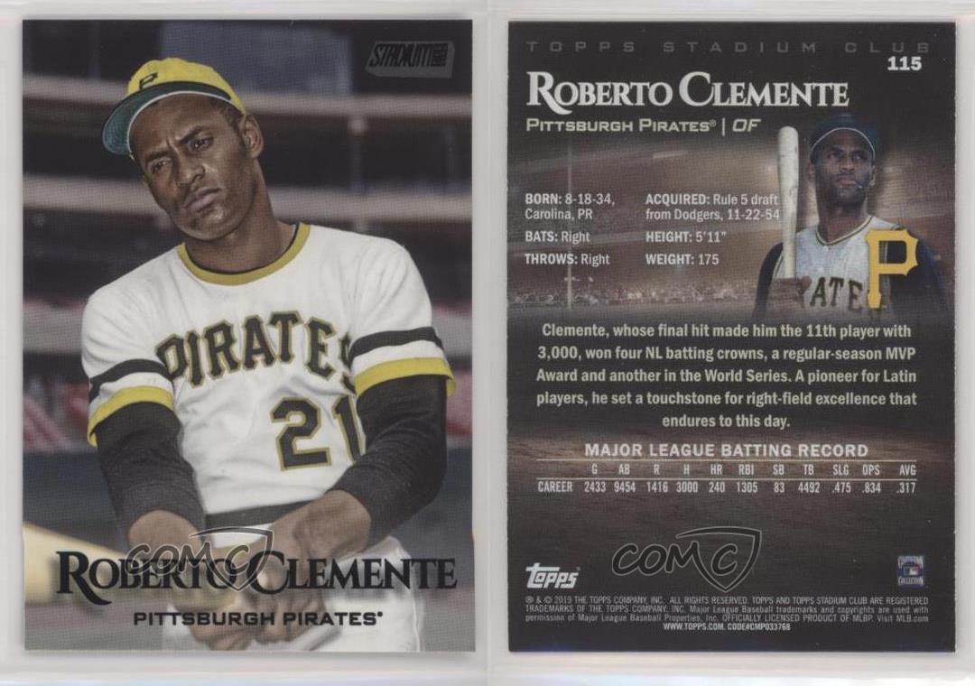 2019 Topps Stadium Club #115 Roberto Clemente Pittsburgh Pirates Baseball  Card