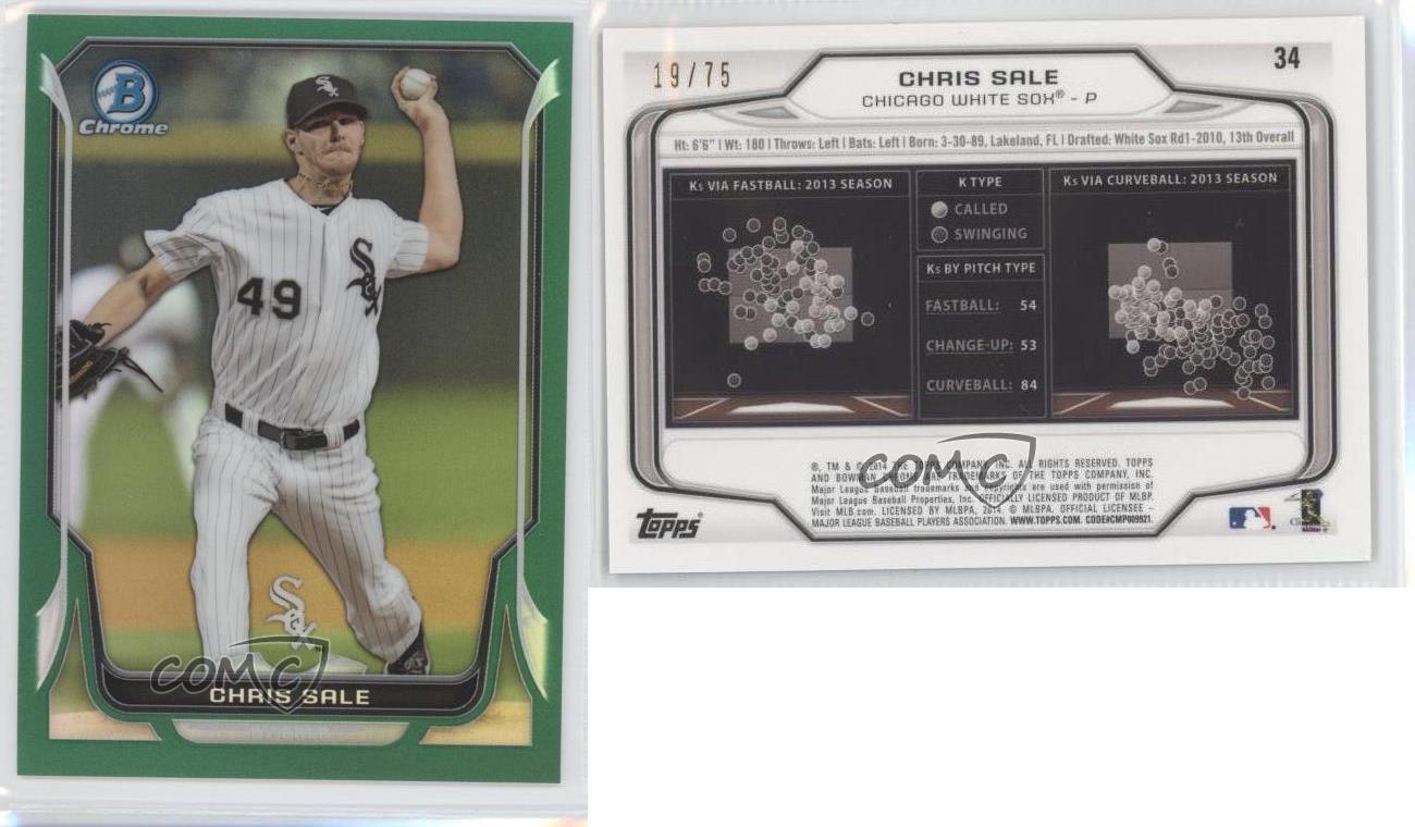2014 Bowman Chrome Chris Sale Green Refractor #34 /75