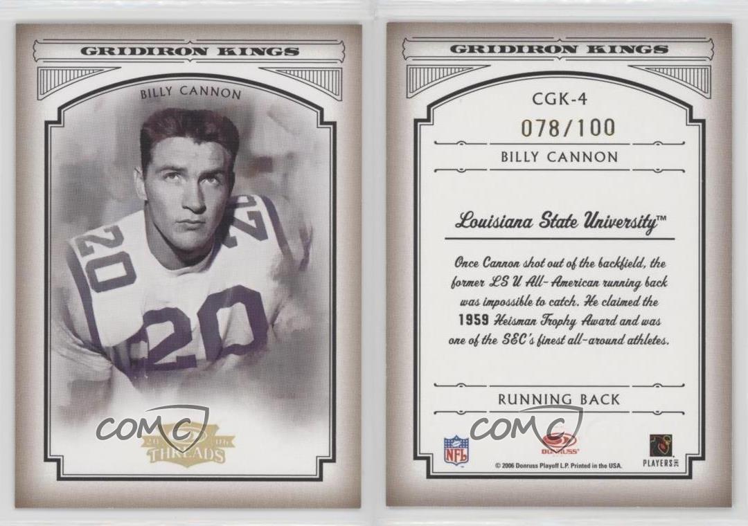 2006 Donruss Threads College Gridiron Kings Gold /100 Billy 2006 Donruss Threads College Gridiron Kings Gold /100 Billy