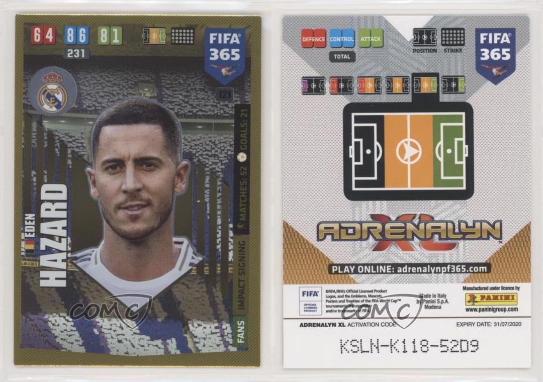 PANINI ADRENALYN XL FIFA 365 2020 IMPACT SIGNING Nº 121 Eden Hazard Real Madrid
