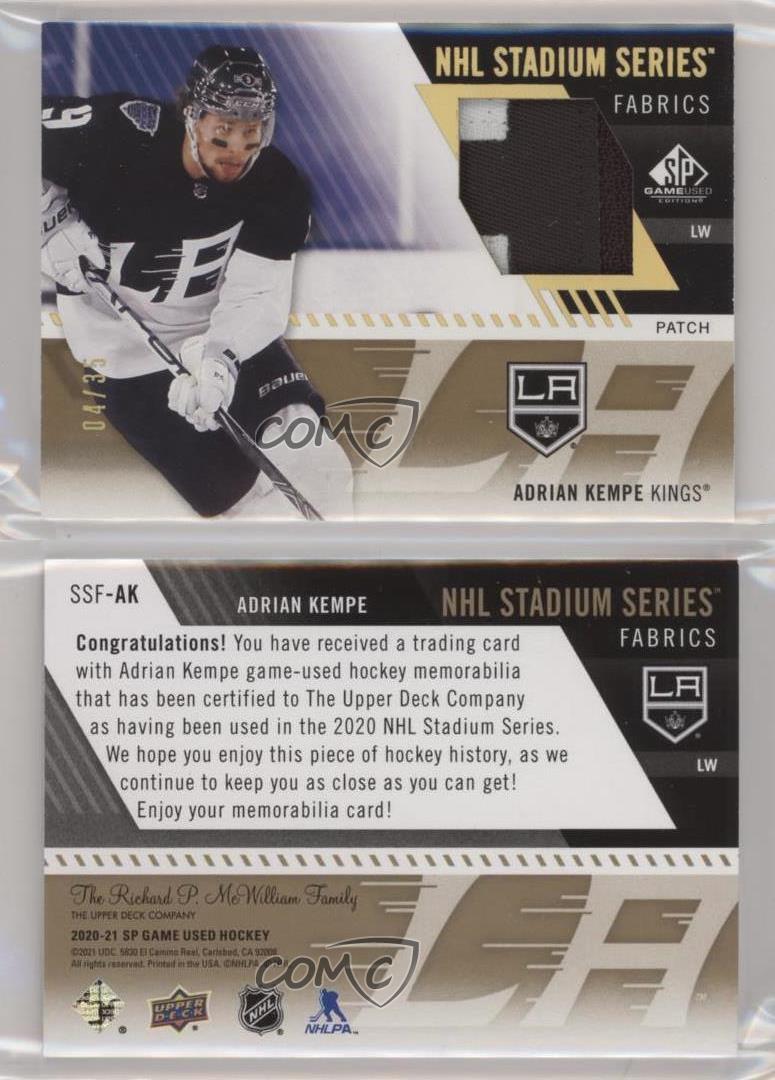 2020 Upper Deck SP Game Used NHL Stadium Series Fabrics /35 Adrian Kempe Patch - Bild 3 von 3