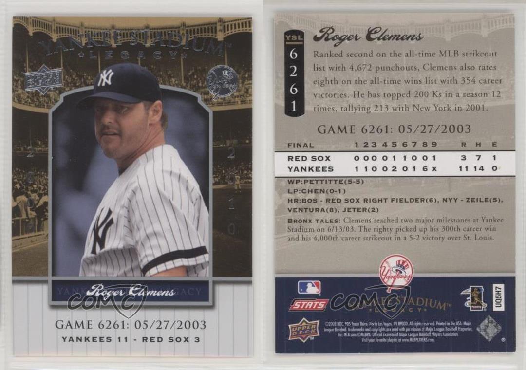 2008 Upper officiel Deck Yankee Stadium Legacy Roger Clemens #YSL6261