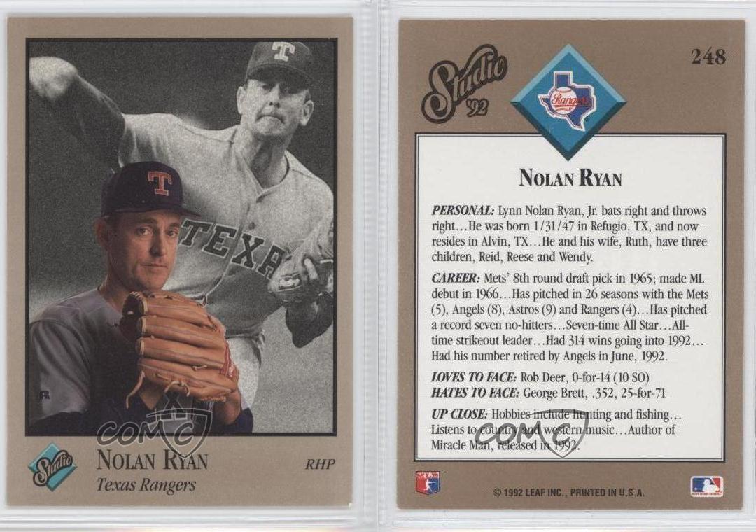 1992 Studio #248 Nolan Ryan Texas Rangers Baseball Card | eBay