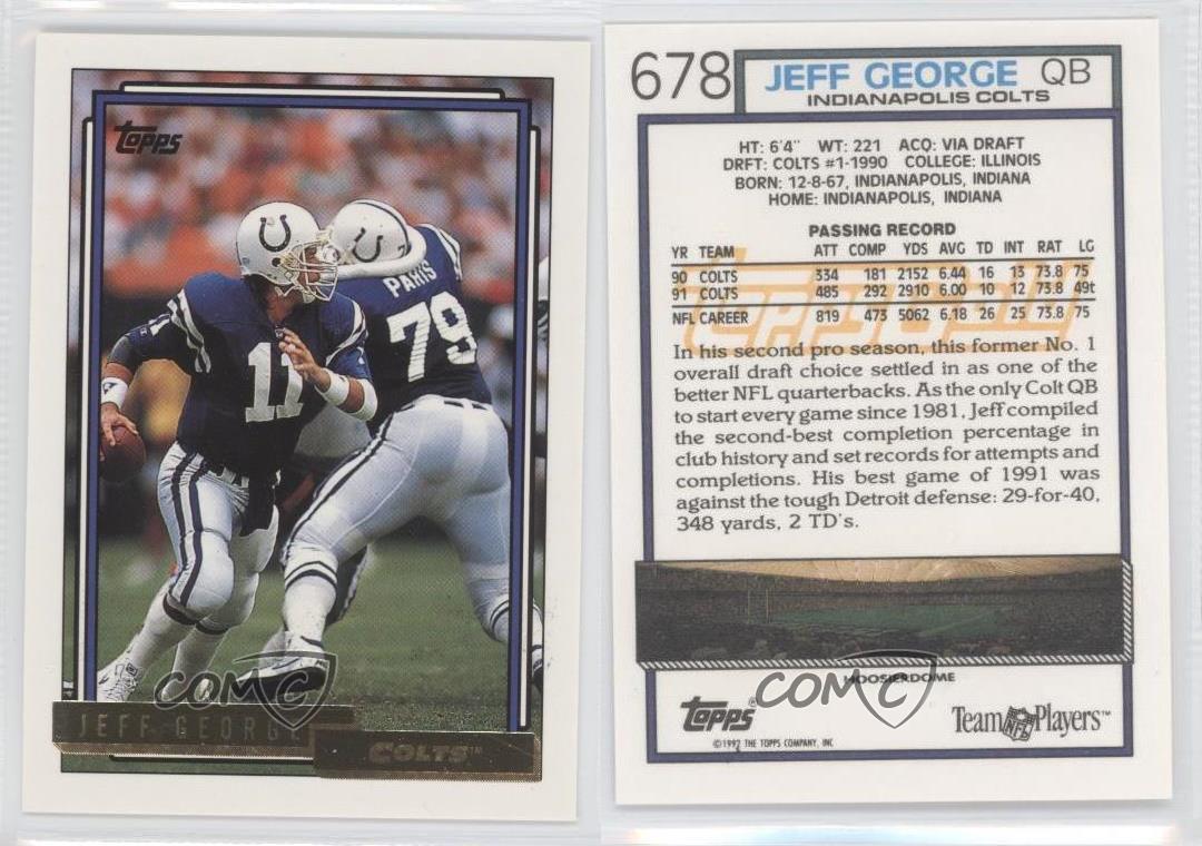1992 Topps Gold Jeff George #678 - Picture 4 of 4