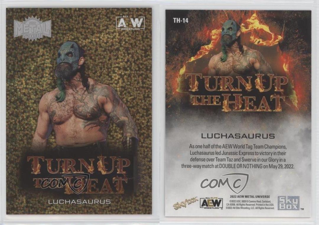 2022 Skybox Metal Universe AEW All Elite Wrestling Gold /25 Luchasaurus #TH-14