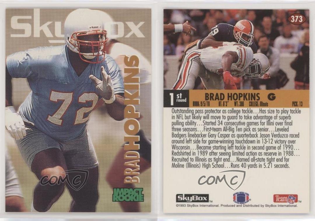 1993 SkyBox Impact Brad Hopkins Rookie Houston Oilers #373 NFL Football Card