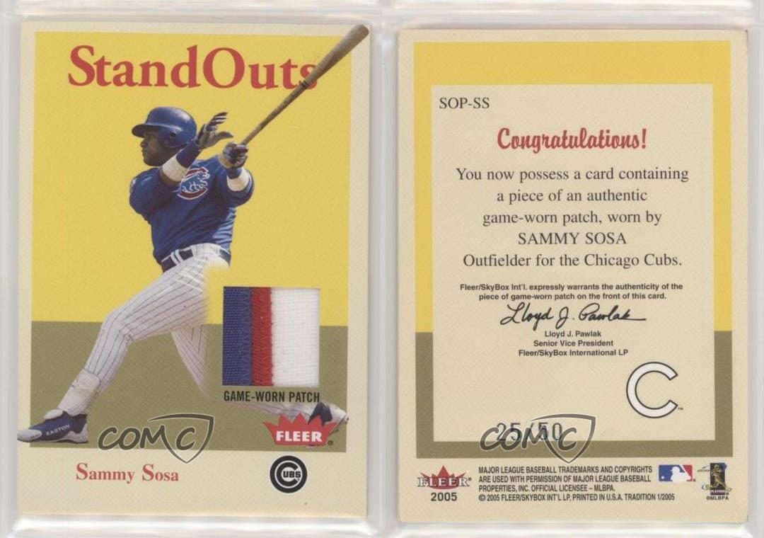 SAMMY SOSA 2005 Fleer Tradition Standouts Game-Worn JERSEY Card