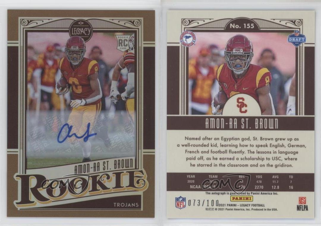 2021 Legacy Rookies Premium Penmanship Bronze Amon-Ra St Brown Rookie Auto RC