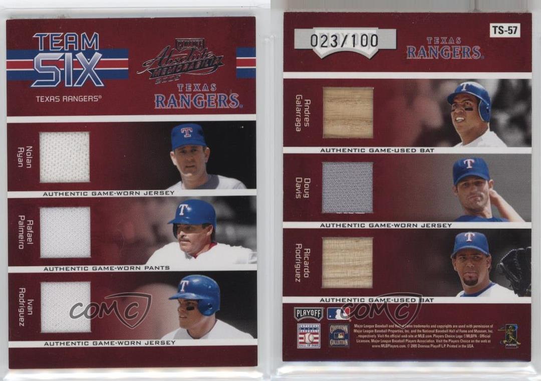 Playoff 2005 Memorabilia Assoluti Squadra Sei Materiali Nolan Ryan Rafael Palmeiro - Foto 3 di 3
