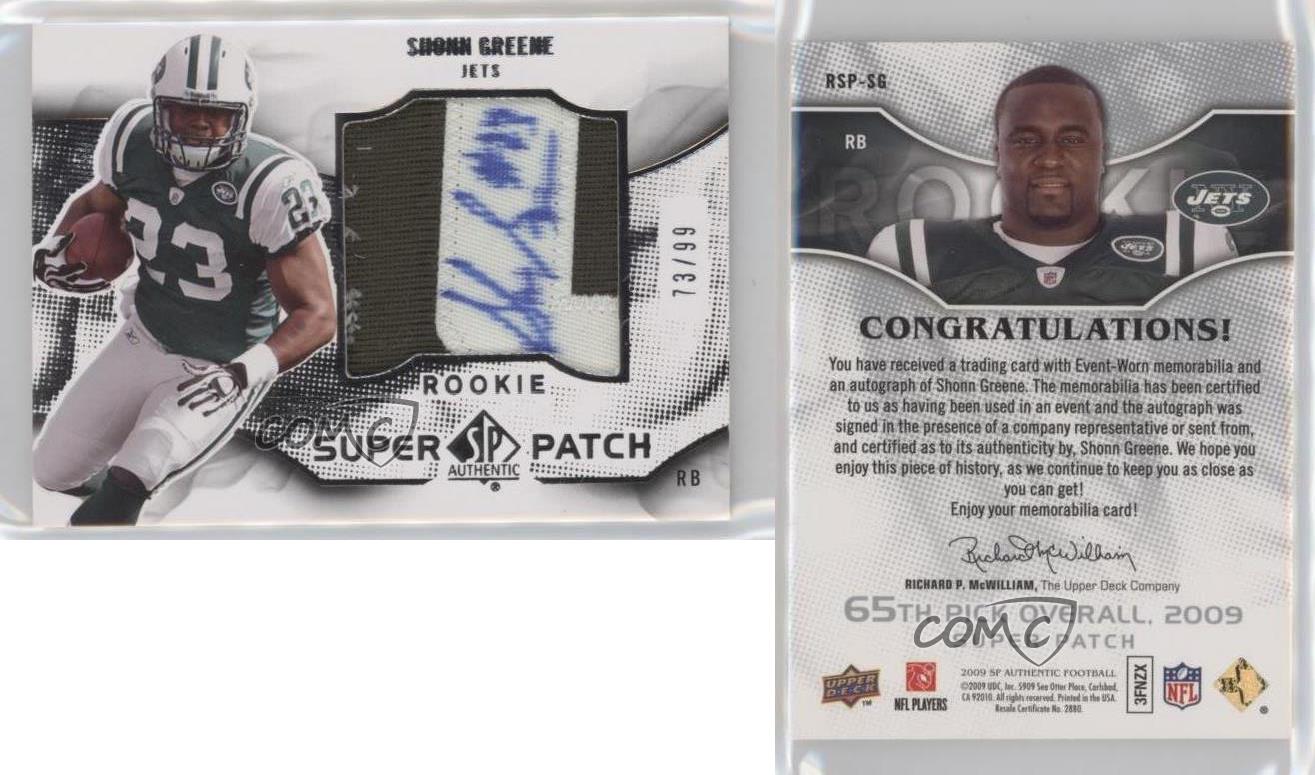 2009 SP Authentic Rookie Super Signatures /99 Shonn Greene RPA Patch Auto RC - Picture 4 of 4