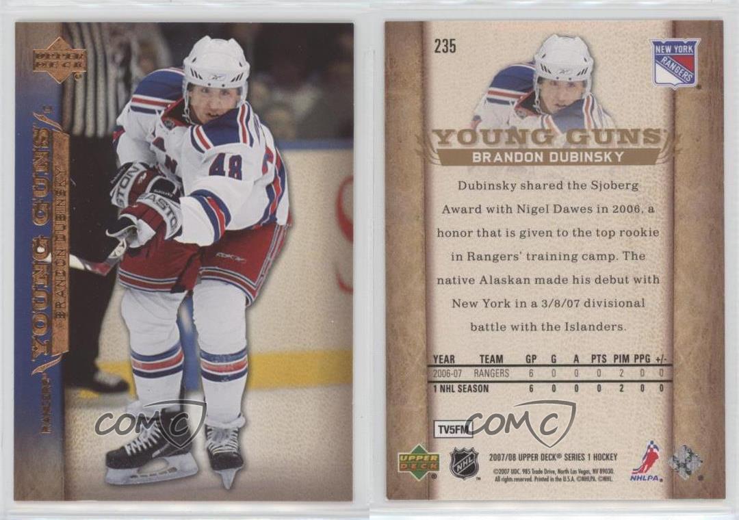 2007-08 Upper Deck Young Guns Brandon Dubinsky #235 Rookie RC