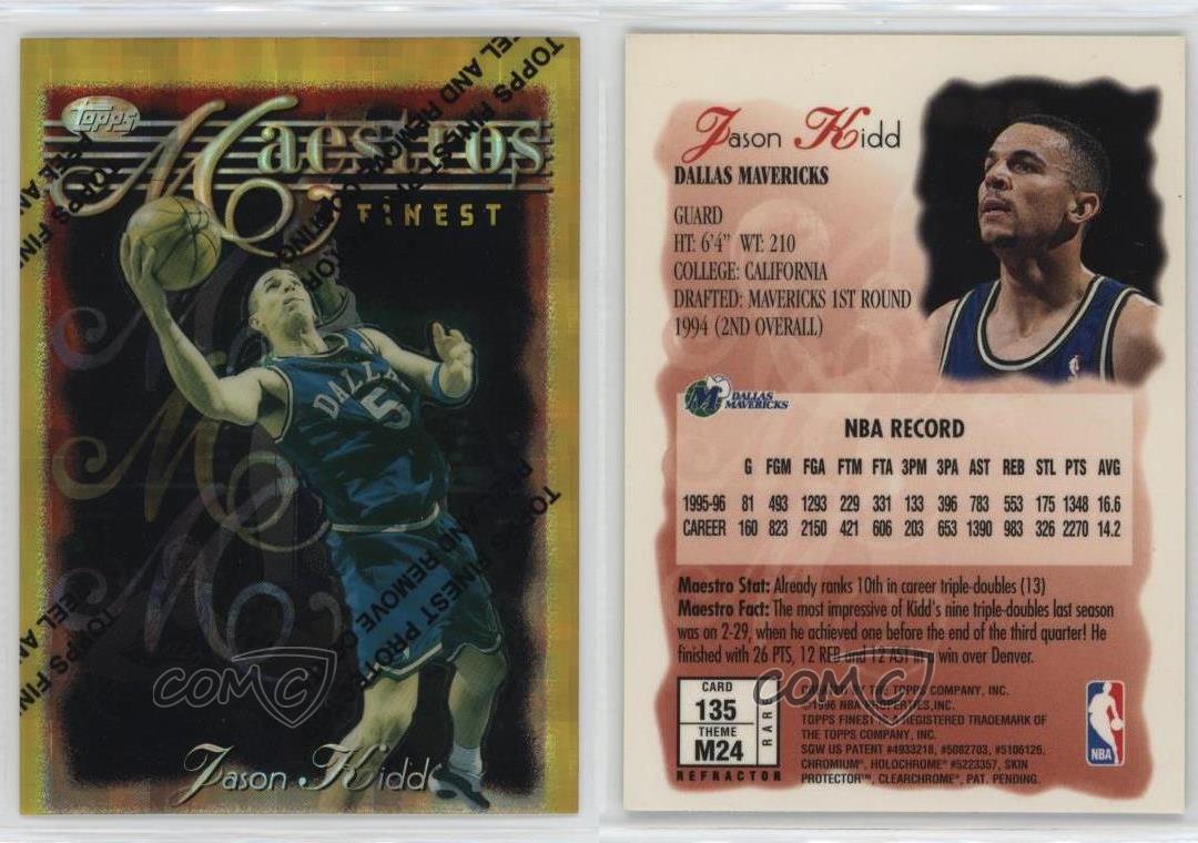 1996-97 Topps Finest Rare - Gold Refractor Rare Gold Jason Kidd #135 HOF