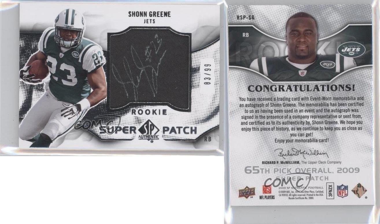2009 SP Authentic Rookie Super Signatures /99 Shonn Greene RPA Patch Auto RC - Picture 3 of 4
