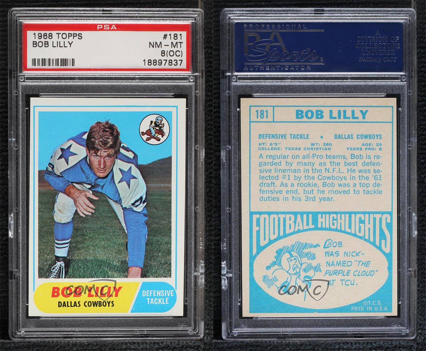 Bob Lilly Card 1968 Topps #181