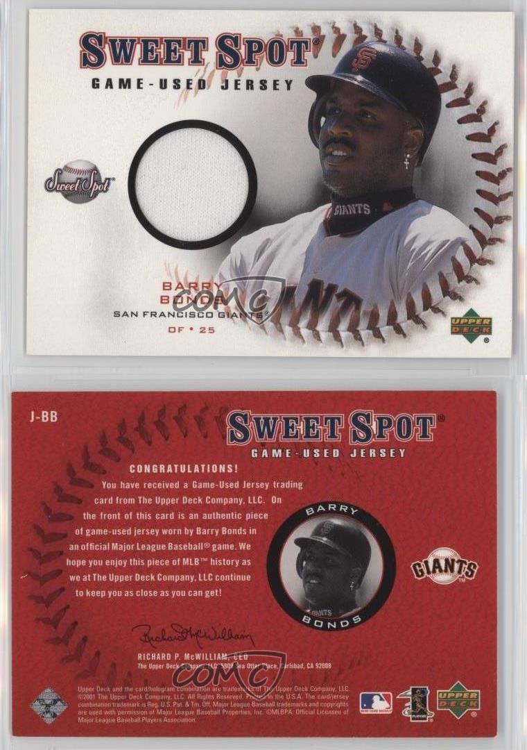 2001 Upper Deck Sweet Spot GameUsed Jerseys JBB Barry Bonds Baseball
