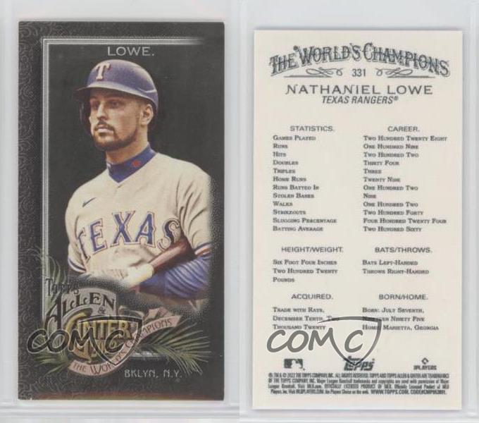 NATHANIEL LOWE 2022 TOPPS ALLEN & GINTER #331 SHORT PRINT TEXAS RANGERS