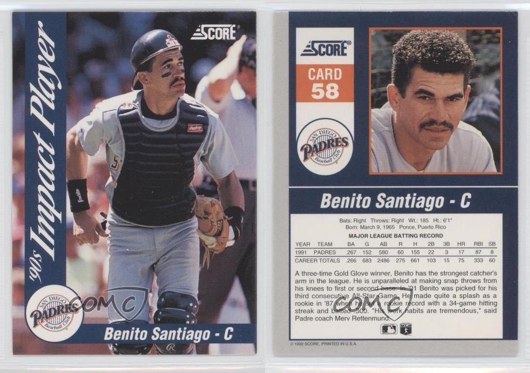 1992 Score 'Impact Player' #58 - BENITO SANTIAGO