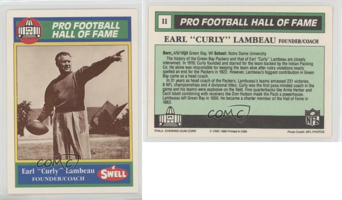 1990 Swell Pro Football Hall of Fame Curly Lambeau #11 HOF