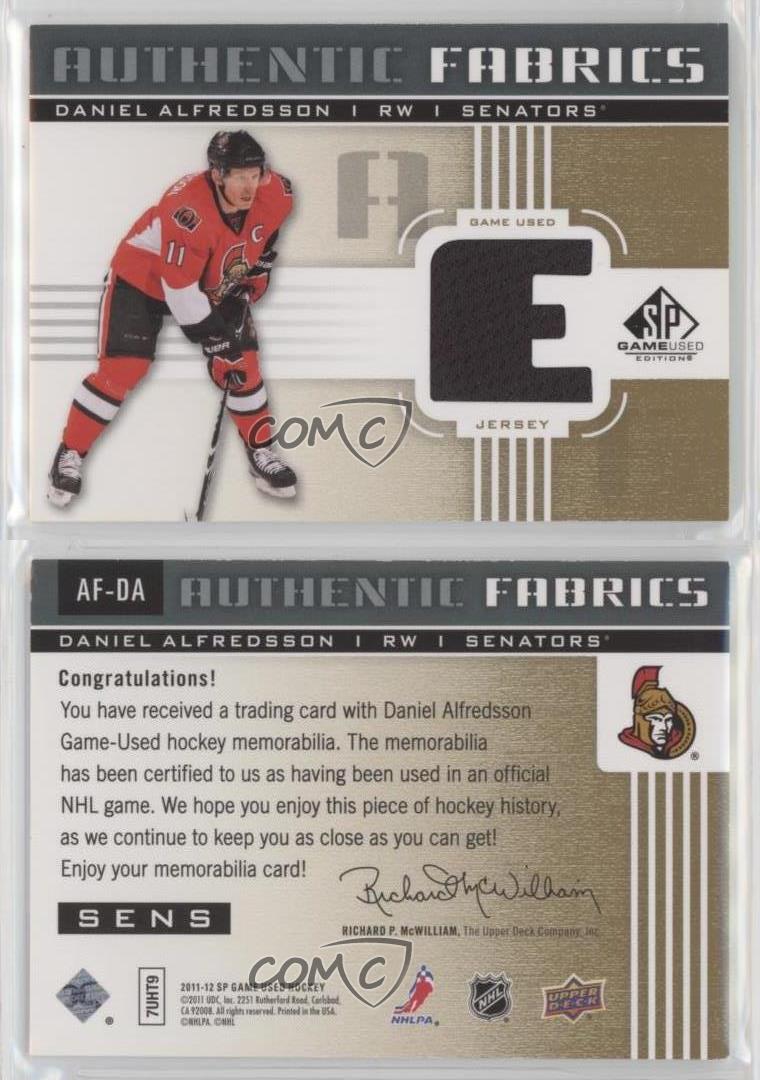 2009-10 SP Game Used Authentic Fabric Gold Daniel Alfredsson JERSEY  Senators/100