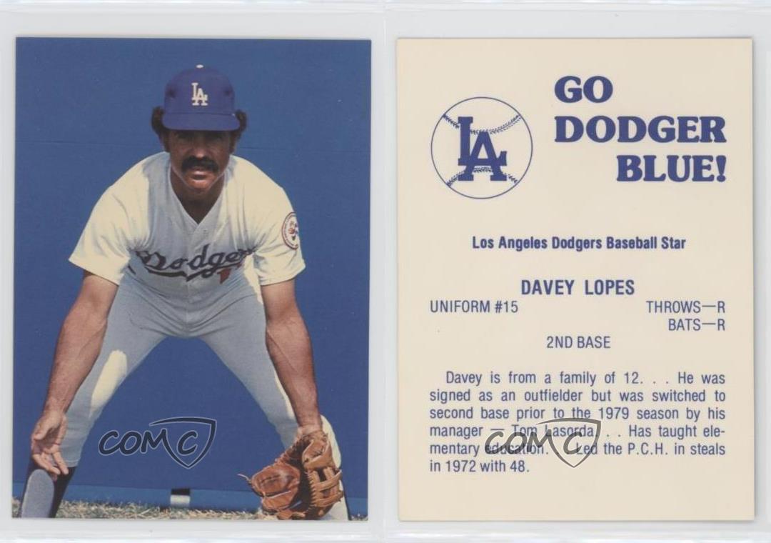 1979 Los Angeles Dodgers Go Dodger Blue! Stadium Giveaway Davey Lopes #15