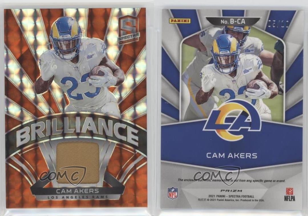 2021 Panini Spectra Brilliance Neon Orange /10 Cam Akers #B-CA - Foto 3 di 3