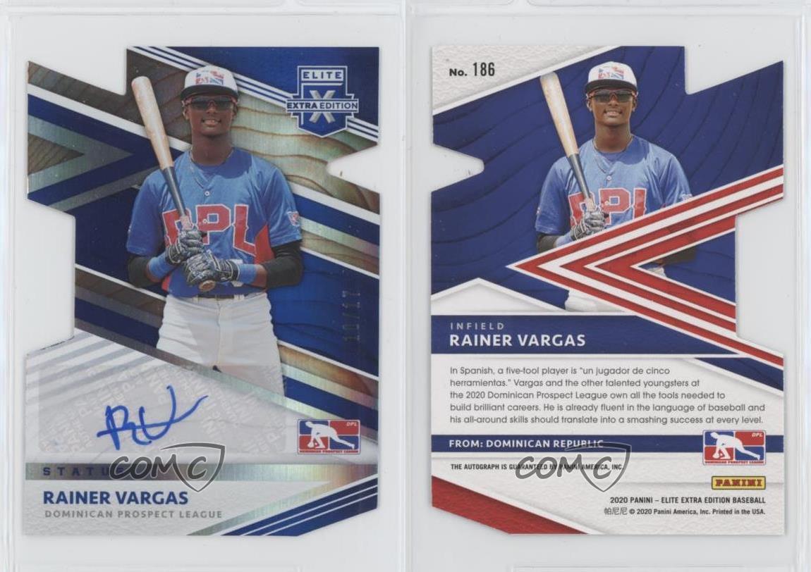 2020 Panini Elite Extra Edition Status Die-Cut Firme /17 Rainer Vargas Auto - Foto 3 di 3