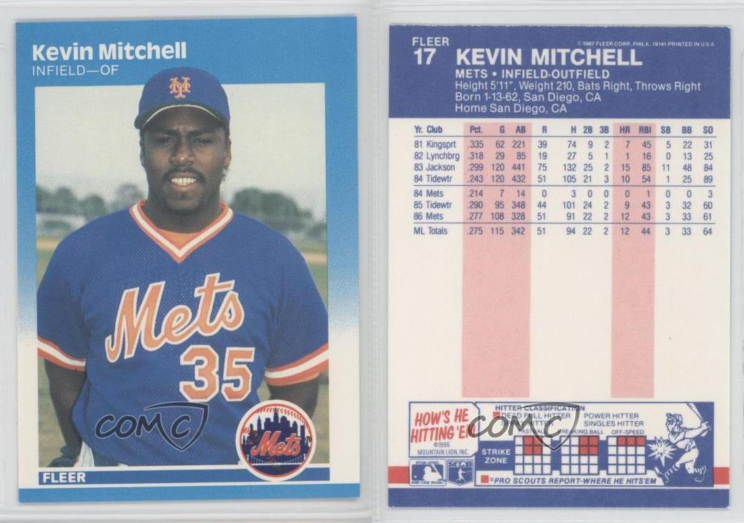 1987 Fleer Factory Set Glossy #17 Kevin Mitchell New York Mets Baseball Card | eBay