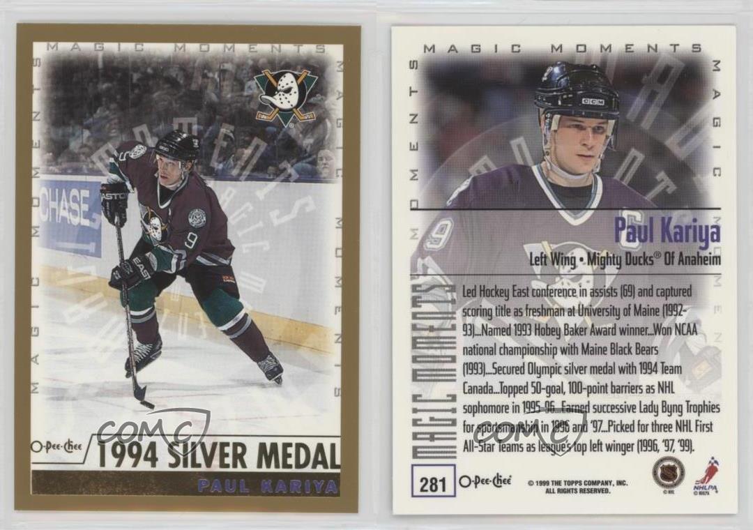 1999-00 O-Pee-Chee Magic tendance Moments Paul Kariya (médaille dargent 1994) #281 HOF