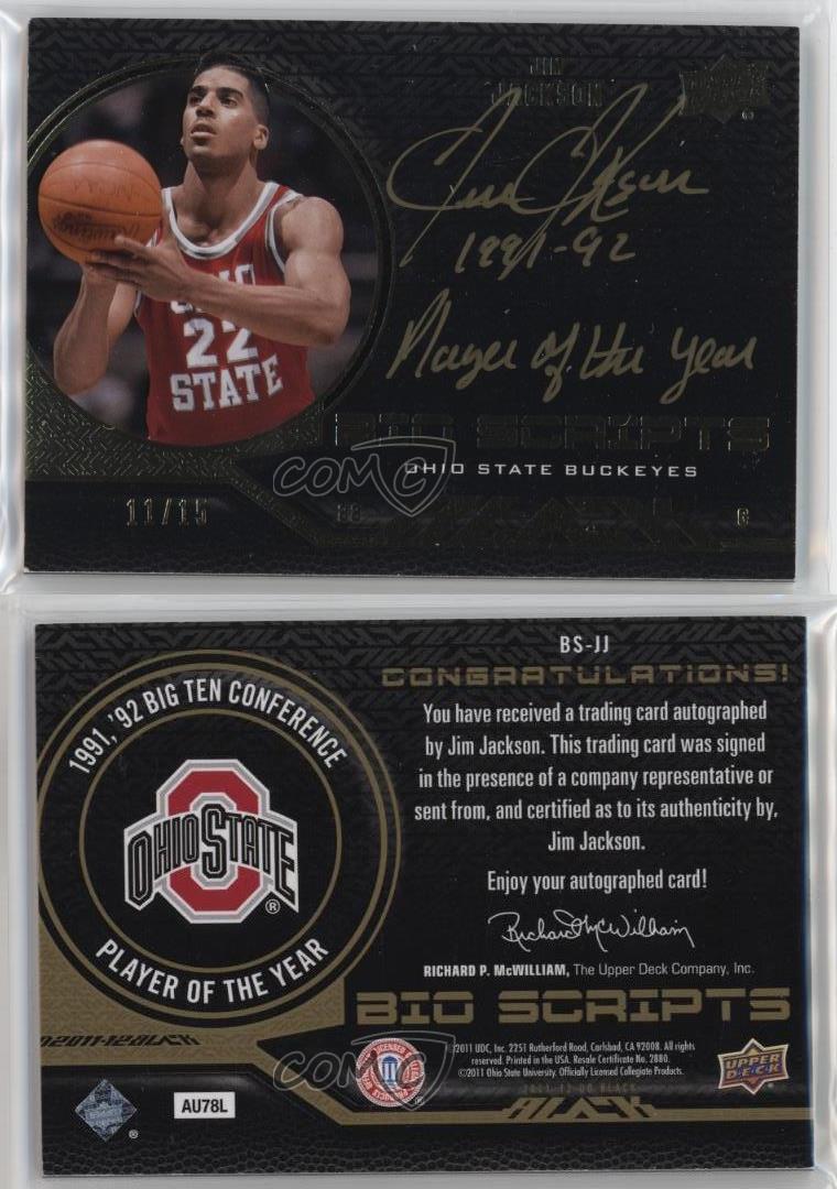 2011-12 Exquisite Collection UD Black Bio-Scripts /15 Jim Jackson #BS-JJ Auto - Picture 3 of 3