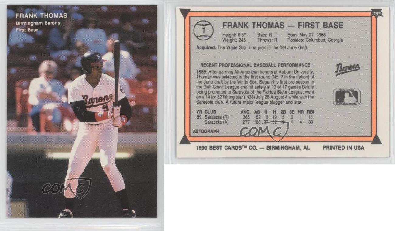 1990 Best Minor League 1 Frank Thomas Birmingham Barons Rookie