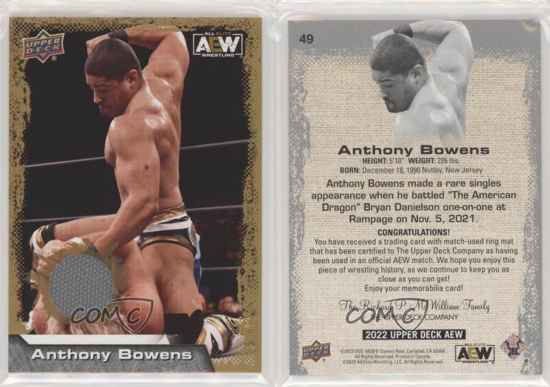 2022 Upper Deck AEW All Elite Wrestling Gold Mat Relics Anthony Bowens #49