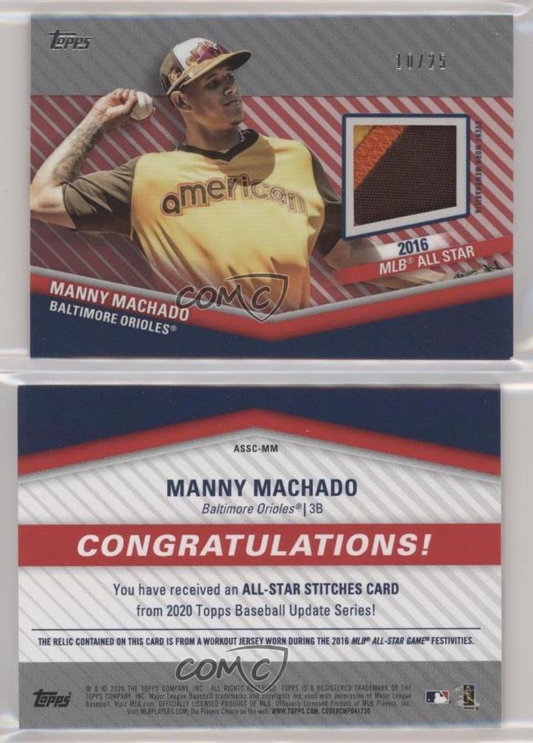 2016 Topps Update All-Star Stitches #MM Manny Machado Jersey Autograph  #17/25