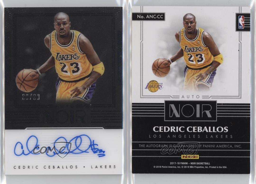 2017-18 Panini Noir Auto Noir Color /99 Cedric Ceballos #ANC-CC Auto - Foto 3 di 3